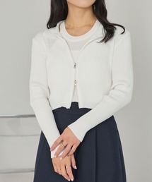 ポロ襟ダブルジップカーディガン
