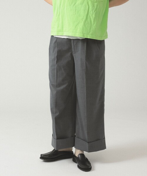 BEAMS BOY（ビームスボーイ）の「ポリエステル ウール トロピカル ワイド パンツ（スラックス・レディース・グレー/ネイビー・1/0）」の9枚目の写真