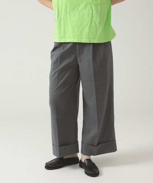 BEAMS BOY（ビームスボーイ）の「ポリエステル ウール トロピカル ワイド パンツ（スラックス・レディース・グレー/ネイビー・1/0）」の10枚目の写真