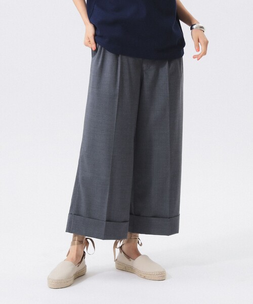 BEAMS BOY（ビームスボーイ）の「ポリエステル ウール トロピカル ワイド パンツ（スラックス・レディース・グレー/ネイビー・1/0）」の13枚目の写真