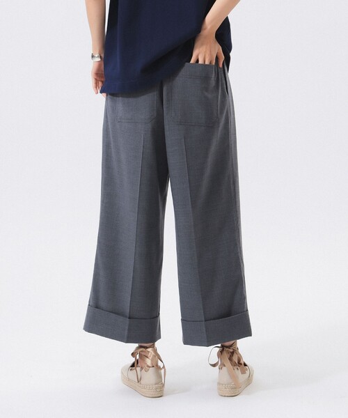 BEAMS BOY（ビームスボーイ）の「ポリエステル ウール トロピカル ワイド パンツ（スラックス・レディース・グレー/ネイビー・1/0）」の14枚目の写真