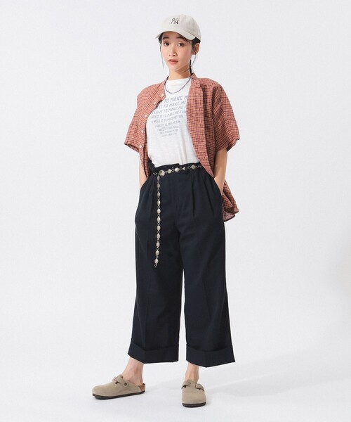 BEAMS BOY（ビームスボーイ）の「ポリエステル ウール トロピカル ワイド パンツ（スラックス・レディース・グレー/ネイビー・1/0）」の15枚目の写真