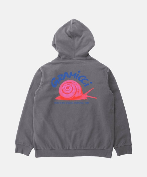 Gramicci 国内発送 カタツムリフード付きスウェットシャツ SNAIL HOODED SWATSHIRT｜スネイルフーデッドスウェットシャツ