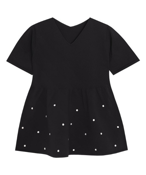 CADUNE カデュネ ドット刺繍ペプラムニット 水玉 黒 38 CADUNE カデュネ ドット刺繍ペプラムニット 水玉 黒 38 - メルカリ