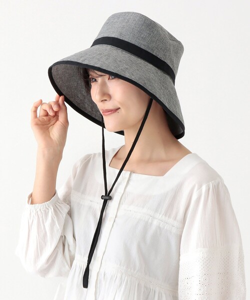 Afternoon Tea(アフタヌーンティー)の「ギマツバ広UVハット(ハット・レディース・ライトブラウン/アイボリー/グレー・ONE SIZE)」の3枚目の写真