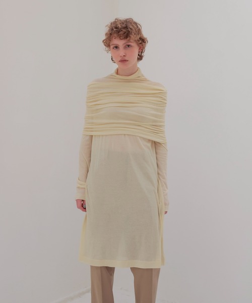 DRESSLAVE(ドレスレイブ)の「sheer high twist tunic dress(シアー強撚チュニックワンピース)(Tシャツ/カットソー・レディース・オフホワイト/ブルー・38)」の1枚目の写真
