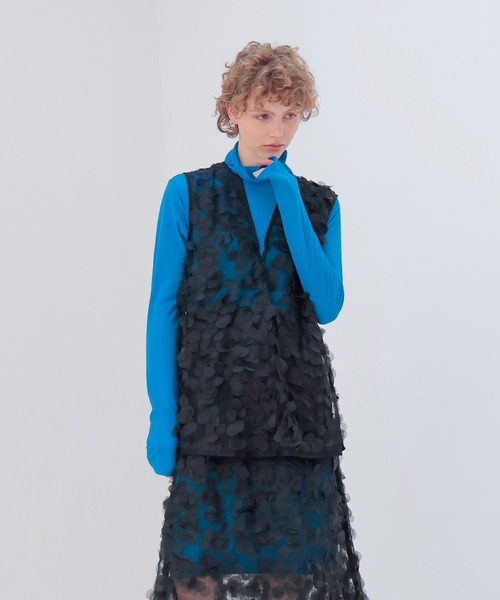 DRESSLAVE(ドレスレイブ)の「sheer high twist tunic dress(シアー強撚チュニックワンピース)(Tシャツ/カットソー・レディース・オフホワイト/ブルー・38)」の2枚目の写真