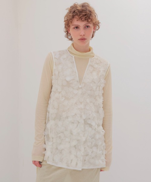 DRESSLAVE(ドレスレイブ)の「sheer high twist tunic dress(シアー強撚チュニックワンピース)(Tシャツ/カットソー・レディース・オフホワイト/ブルー・38)」の9枚目の写真