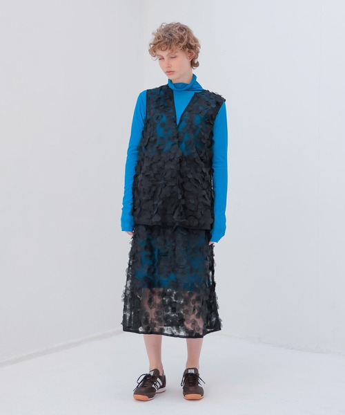 DRESSLAVE(ドレスレイブ)の「sheer high twist tunic dress(シアー強撚チュニックワンピース)(Tシャツ/カットソー・レディース・オフホワイト/ブルー・38)」の12枚目の写真