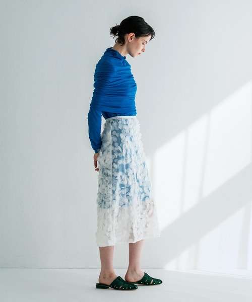 DRESSLAVE(ドレスレイブ)の「sheer high twist tunic dress(シアー強撚チュニックワンピース)(Tシャツ/カットソー・レディース・オフホワイト/ブルー・38)」の21枚目の写真