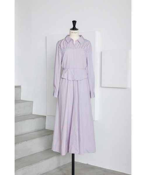 Peplum Poplin Shirt Dress