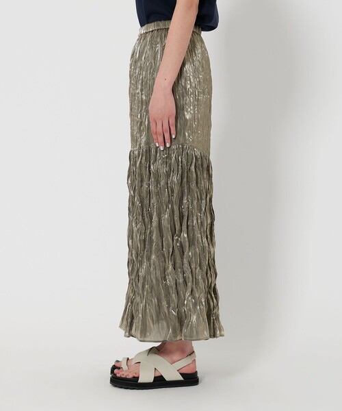 BEAUTY&YOUTH UNITED ARROWS（ビューティーアンドユースユナイテッドアローズ）の「シャイニー ティアード ロングスカート（スカート・レディース・オリーブ/ブラック/オフホワイト・M/S）」の12枚目の写真