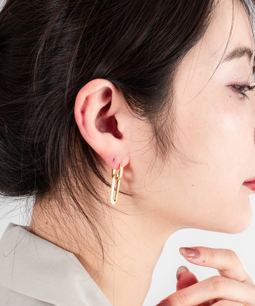 JENNYBIRD(ジェニーバード)の「【JENNY BIRD/ジェニーバード】フープピアス 2WAY TEENI DETACHABLE LINK EARRINGS(ピアス(両耳用)・レディース・シルバー×ゴールド/ゴールド・FREE)」の1枚目の写真