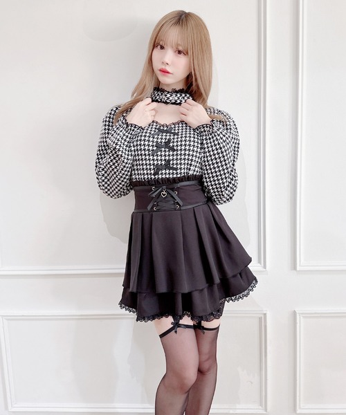 MA*RS（アメーバーマーズ）の「フロントスピンドルスカパン（スカート・レディース・ブラック×ホワイト/ブラック/グレー/ピンク/ブラック×ブラック/チャコールグレー・FREE）」の11枚目の写真