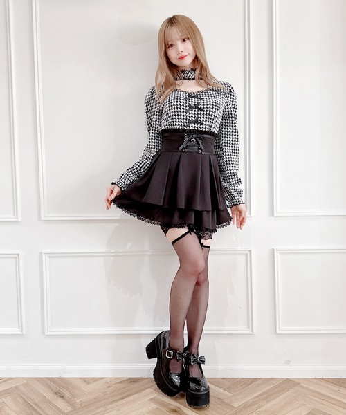 MA*RS（アメーバーマーズ）の「フロントスピンドルスカパン（スカート・レディース・ブラック×ホワイト/ブラック/グレー/ピンク/ブラック×ブラック/チャコールグレー・FREE）」の12枚目の写真