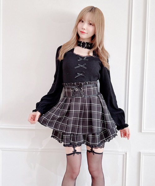 MA*RS（アメーバーマーズ）の「フロントスピンドルスカパン（スカート・レディース・ブラック×ホワイト/ブラック/グレー/ピンク/ブラック×ブラック/チャコールグレー・FREE）」の18枚目の写真