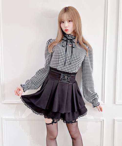 MA*RS（アメーバーマーズ）の「フロントスピンドルスカパン（スカート・レディース・ブラック×ホワイト/ブラック/グレー/ピンク/ブラック×ブラック/チャコールグレー・FREE）」の16枚目の写真