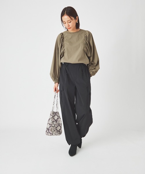 ever closet（エバークローゼット）の「レディス 撥水 カーゴパンツ（カーゴパンツ・レディース・ブラック/カーキ・FREE）」の4枚目の写真