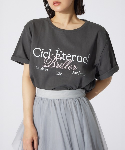 rienda（リエンダ）の「ビッグロゴティーシャツ 夏服 半袖（シャツ/ブラウス・レディース・ホワイト/ピンク/ライトブラック・FREE）」の2枚目の写真