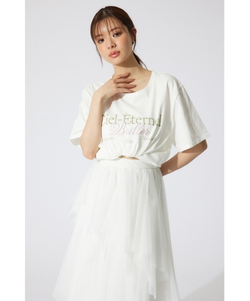 rienda（リエンダ）の「ビッグロゴティーシャツ 夏服 半袖（シャツ/ブラウス・レディース・ホワイト/ピンク/ライトブラック・FREE）」の4枚目の写真