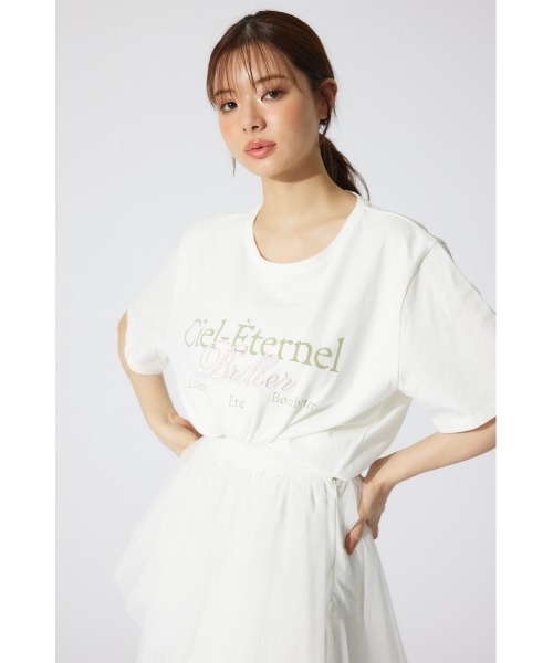 rienda（リエンダ）の「ビッグロゴティーシャツ 夏服 半袖（シャツ/ブラウス・レディース・ホワイト/ピンク/ライトブラック・FREE）」の5枚目の写真