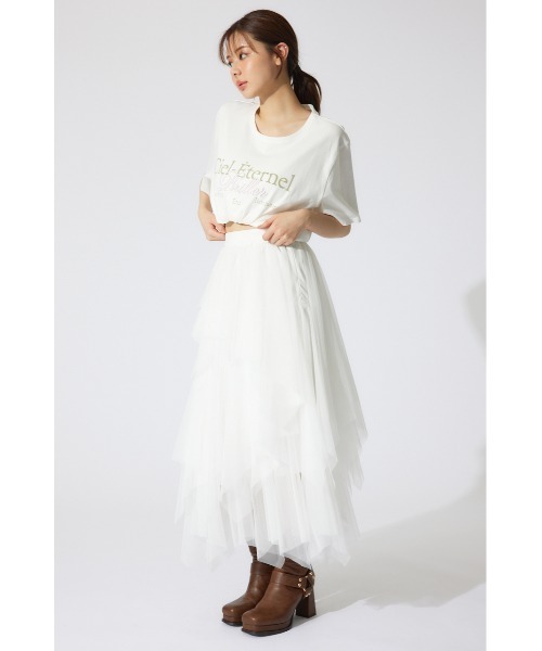 rienda（リエンダ）の「ビッグロゴティーシャツ 夏服 半袖（シャツ/ブラウス・レディース・ホワイト/ピンク/ライトブラック・FREE）」の7枚目の写真