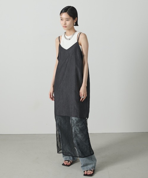 AIC.(エーアイシー)の「レースコンビネーションワッシャーロングワンピース(ワンピース・レディース・アイボリー/ブラック・FREE)」の2枚目の写真