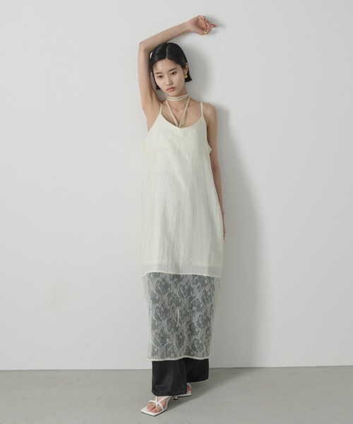 AIC.(エーアイシー)の「レースコンビネーションワッシャーロングワンピース(ワンピース・レディース・アイボリー/ブラック・FREE)」の5枚目の写真