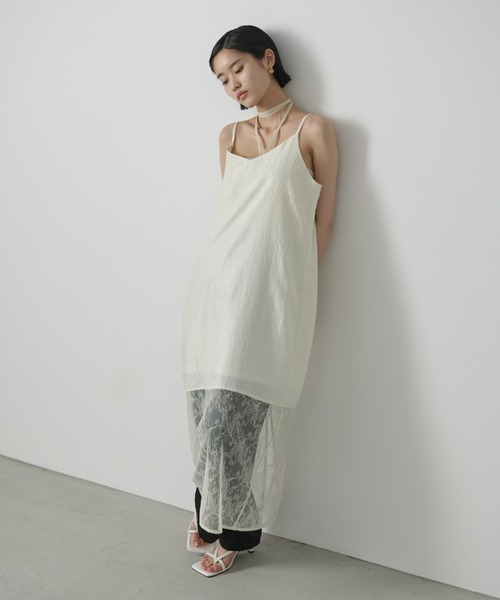 AIC.(エーアイシー)の「レースコンビネーションワッシャーロングワンピース(ワンピース・レディース・アイボリー/ブラック・FREE)」の6枚目の写真