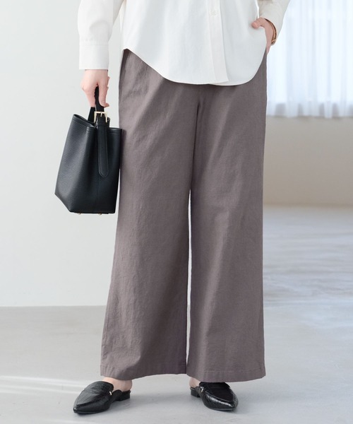 Elura（エルーラ）の「リネンブレンドやわらかパンツ＜低身長サイズあり＞/292520（その他パンツ・レディース・ネイビー/カーキ/ブラウン系その他/ライトベージュ・MEDIUM/LARGE/FREE(S)/X-LARGE）」の2枚目の写真