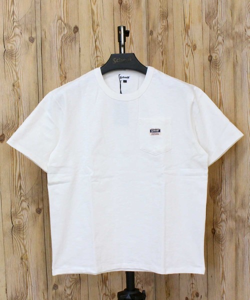 Schott(ショット)の「WORK LABEL POCKET T-SHIRT(Tシャツ/カットソー・メンズ・ブラック/ホワイト・M/L/XL/XXL)」の1枚目の写真