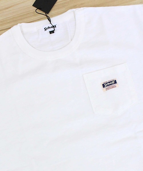 Schott(ショット)の「WORK LABEL POCKET T-SHIRT(Tシャツ/カットソー・メンズ・ブラック/ホワイト・M/L/XL/XXL)」の4枚目の写真