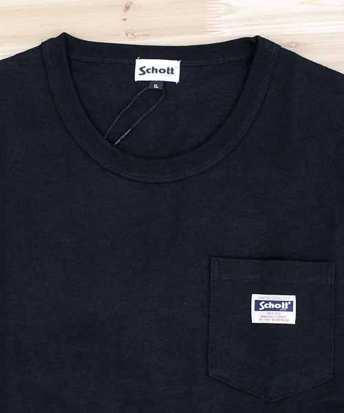 Schott(ショット)の「WORK LABEL POCKET T-SHIRT(Tシャツ/カットソー・メンズ・ブラック/ホワイト・M/L/XL/XXL)」の6枚目の写真