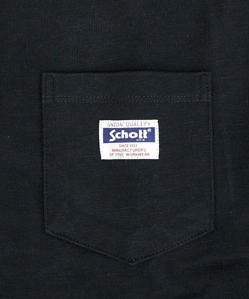 Schott(ショット)の「WORK LABEL POCKET T-SHIRT(Tシャツ/カットソー・メンズ・ブラック/ホワイト・M/L/XL/XXL)」の7枚目の写真