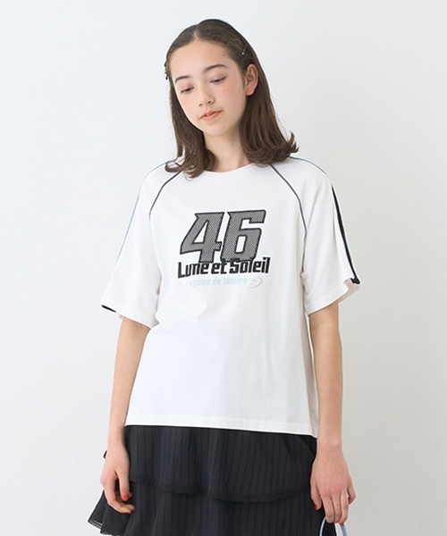 pom ponette junior（ポンポネットジュニア）の「ナンバリングロゴTシャツ（Tシャツ/カットソー・キッズ・ホワイト/ブルーグレー/ライトピンク・L:160cm/S:140cm/M:150cm/LL(165cm)）」の4枚目の写真