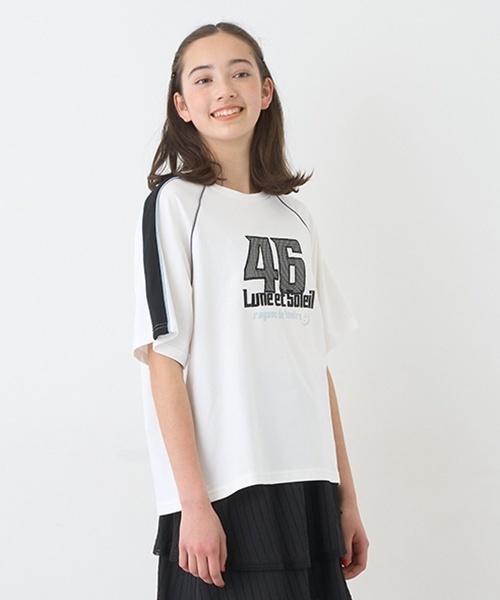pom ponette junior（ポンポネットジュニア）の「ナンバリングロゴTシャツ（Tシャツ/カットソー・キッズ・ホワイト/ブルーグレー/ライトピンク・L:160cm/S:140cm/M:150cm/LL(165cm)）」の7枚目の写真