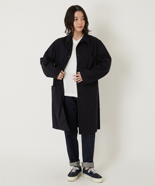 BLUE BLUE(ブルーブルー)の「ワークオックス ショップコート(トレンチコート・メンズ・ネイビー・SMALL/MEDIUM/LARGE/X-LARGE)」の15枚目の写真