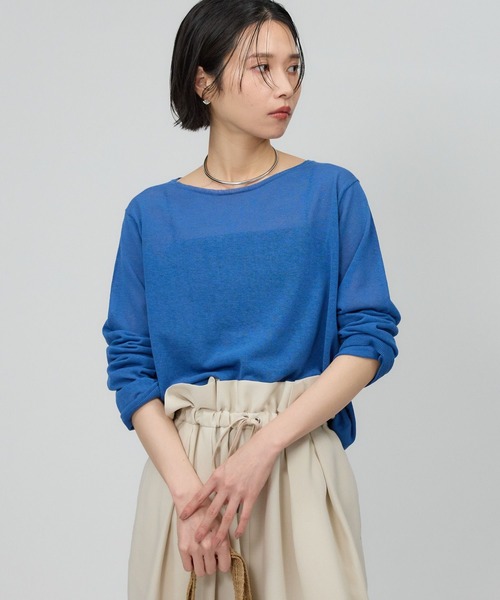 tシャツ リネン混ロングスリーブ レディース セール】リネン混ロングスリーブ（Tシャツ/カットソー