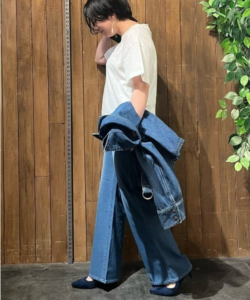 EDWIN（エドウィン）の「EDWIN(エドウィン)【スゴイラク】「JERSEYS COOL」ワイドストレート（デニムパンツ・レディース・ライトインディゴブルー・XS/S/M/L）」の12枚目の写真