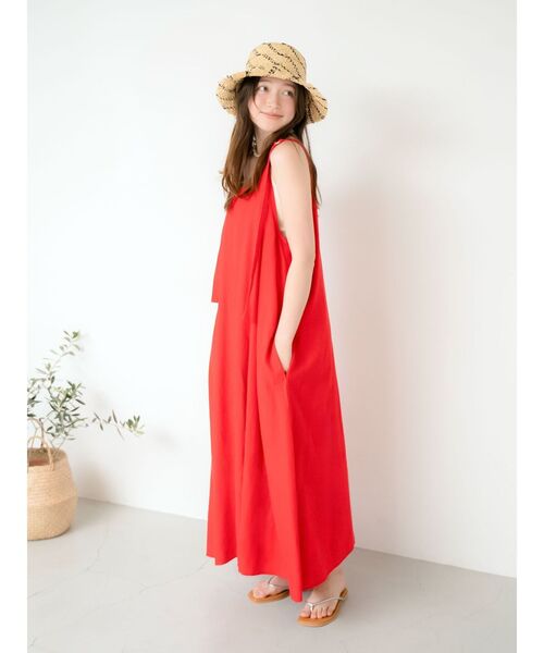 Ungrid（アングリッド）の「リネン混ショルダーデザインキャミワンピース（ワンピース・レディース・ブラック/その他1/アイボリー/レッド・FREE）」の9枚目の写真