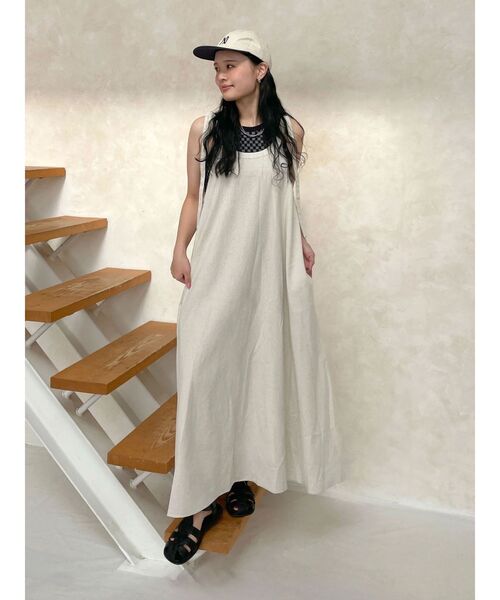 Ungrid（アングリッド）の「リネン混ショルダーデザインキャミワンピース（ワンピース・レディース・ブラック/その他1/アイボリー/レッド・FREE）」の20枚目の写真