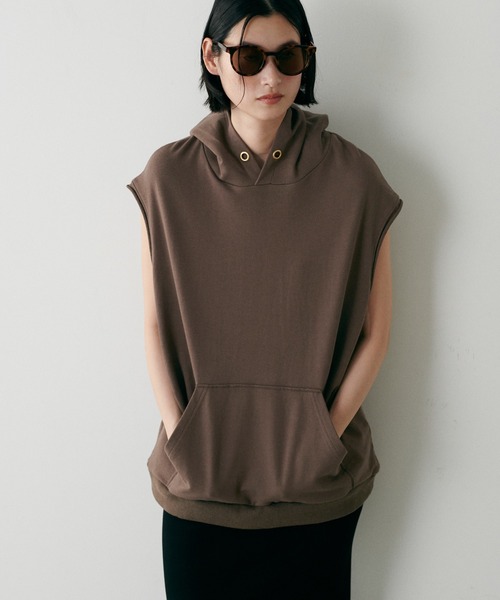 セール】【LARUTA】フード付きショルダー裏毛プルオーバー（パーカー