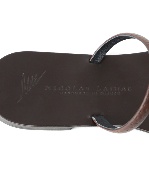 新着 NICOLAS LAINAS/ニコラスライナス】BROWN SANDAL SNAKE 靴