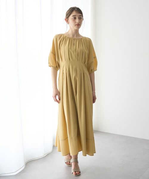 YECCA VECCA（イェッカヴェッカ）の「ベルト付きタックデザインワンピース（ワンピース・レディース・イエロー/ネイビー/ドット・FREE）」の13枚目の写真