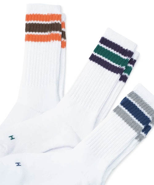 Healthknit（ヘルスニット）の「Healthknit Crew Socks 3足組（ソックス/靴下・メンズ・アイボリー/ホワイト/その他1/その他2/その他3/その他4/ブラック・S/M）」の6枚目の写真