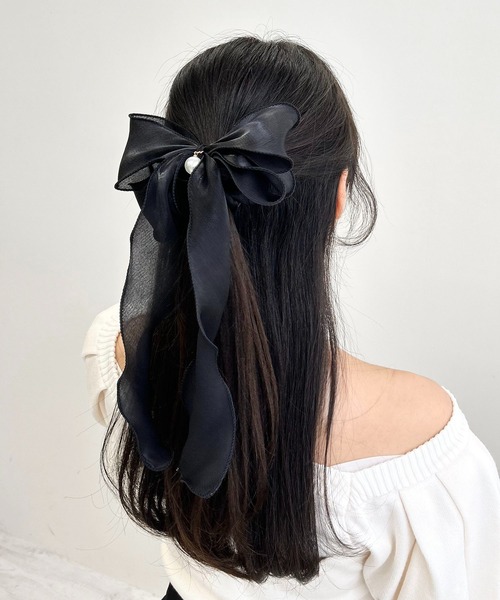 INGNI（イング）の「ラメ入りメローリボンシュシュ（その他ヘアアクセサリー・レディース・ピンク系8/ブラック/オフホワイト・ONE SIZE）」の2枚目の写真