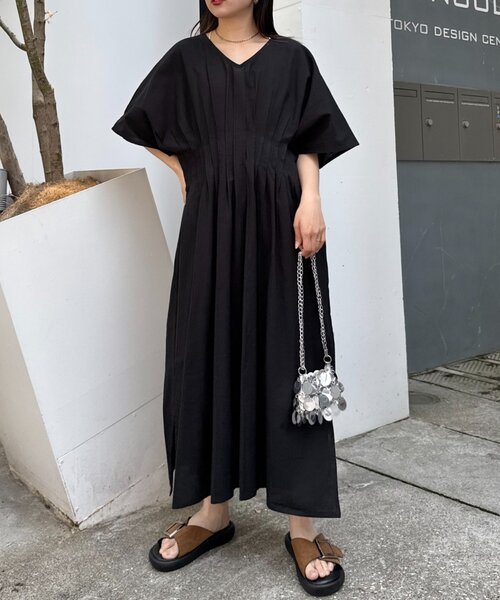 CIAOPANIC TYPY（チャオパニックティピー）の「【India】綿麻ウエストタックドルマンワンピース（ワンピース・レディース・アイボリー/カーキ/ブラウン/ブラック・ONE SIZE）」の3枚目の写真