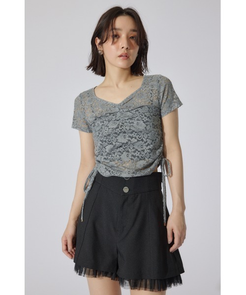 rienda（リエンダ）の「チュールレイヤードジャストウエストスコートショートパンツ 春服（その他パンツ・レディース・ライトグレー/ホワイト/ブラック・MEDIUM/SMALL/X-SMALL）」の15枚目の写真