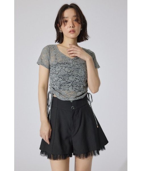 rienda（リエンダ）の「チュールレイヤードジャストウエストスコートショートパンツ 春服（その他パンツ・レディース・ライトグレー/ホワイト/ブラック・MEDIUM/SMALL/X-SMALL）」の16枚目の写真