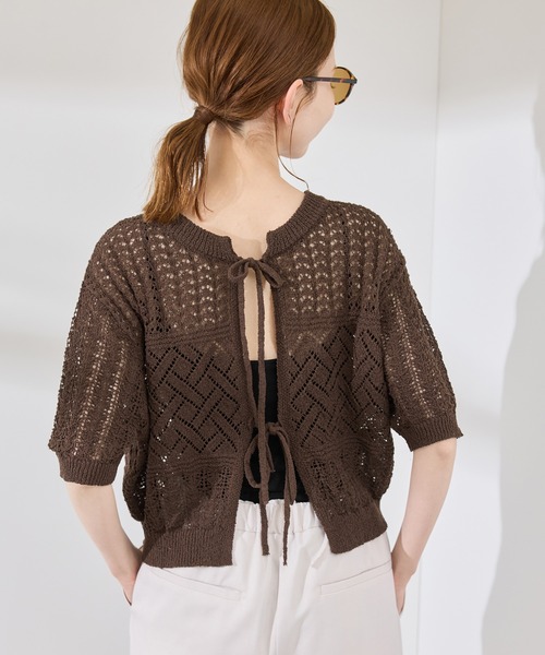 前後2WAY】透かし編みレースカーディガン（カーディガン/ボレロ